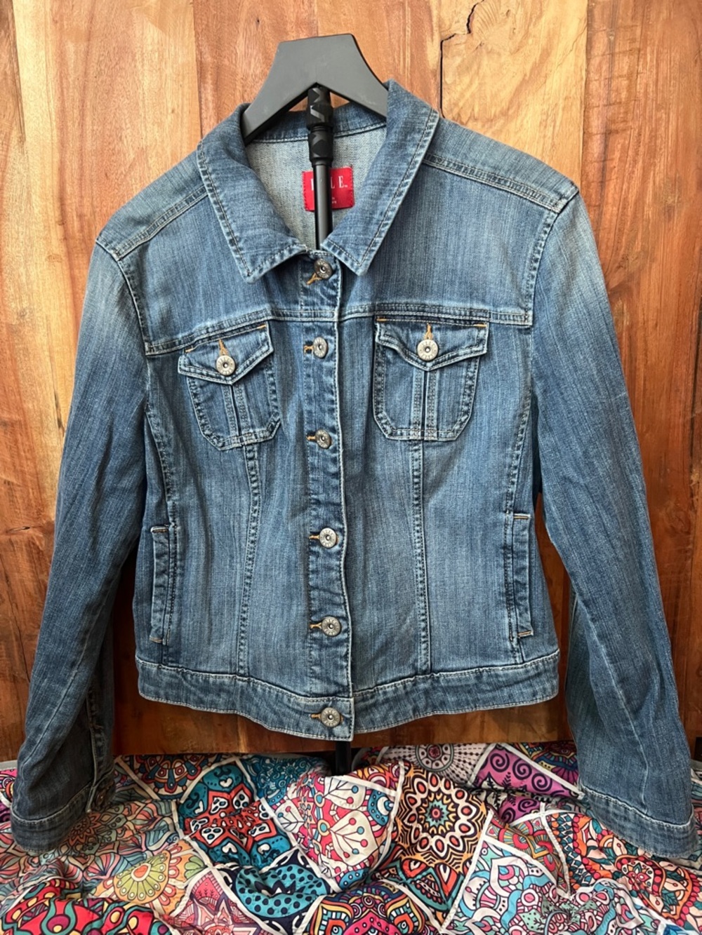 ELLE Distressed Medium Blue Denim Jacket